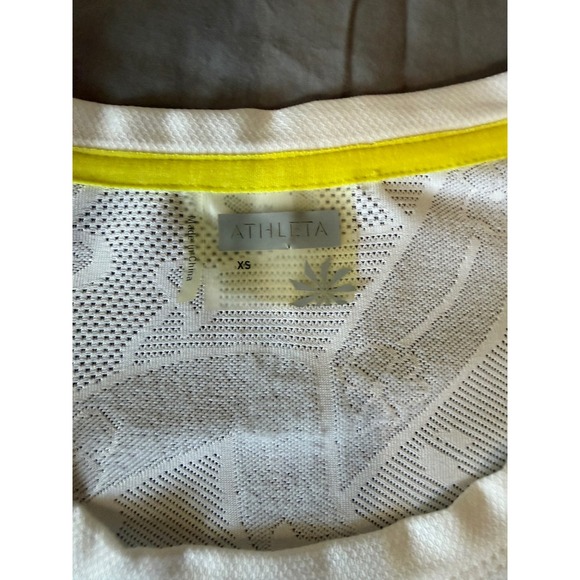 Athleta White Neon Yellow Mesh Back Long Sleeve Performance Top XS 906191 - Picture 6 of 8